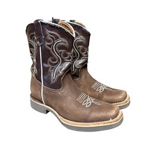 Western Boots Kids Brown Leather Pull-on Size 4.5
